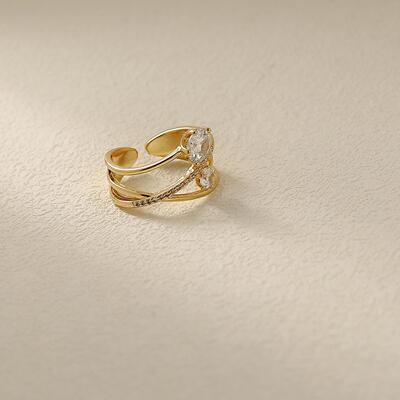 HYACINTH 轻奢通勤锆石戒指女众设计开口食指戒指女 潮时尚个性