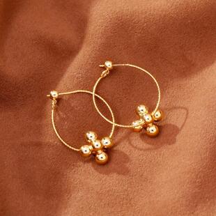 金色圈圈耳环女2025新款几何耳坠高级感轻奢耳钉气质大气圆脸耳饰