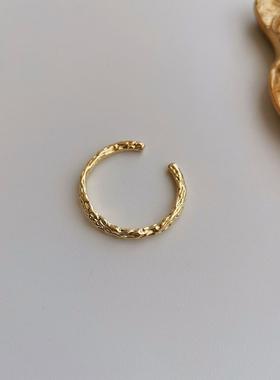 HYACINTH网红金属敲打纹个性气质开口戒指女韩国时尚简约食指戒