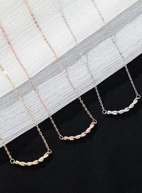 999纯银镶钻麻花项链轻奢小众气质不掉色微笑高级感ins锁骨链女潮