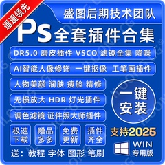 PS插件合集全套一键安装滤镜DR5磨皮美白精修抠图降噪中文2025win