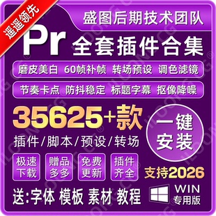 Pr插件全套合集一键安装调色转场字幕降噪磨皮特效中文版 2026Win