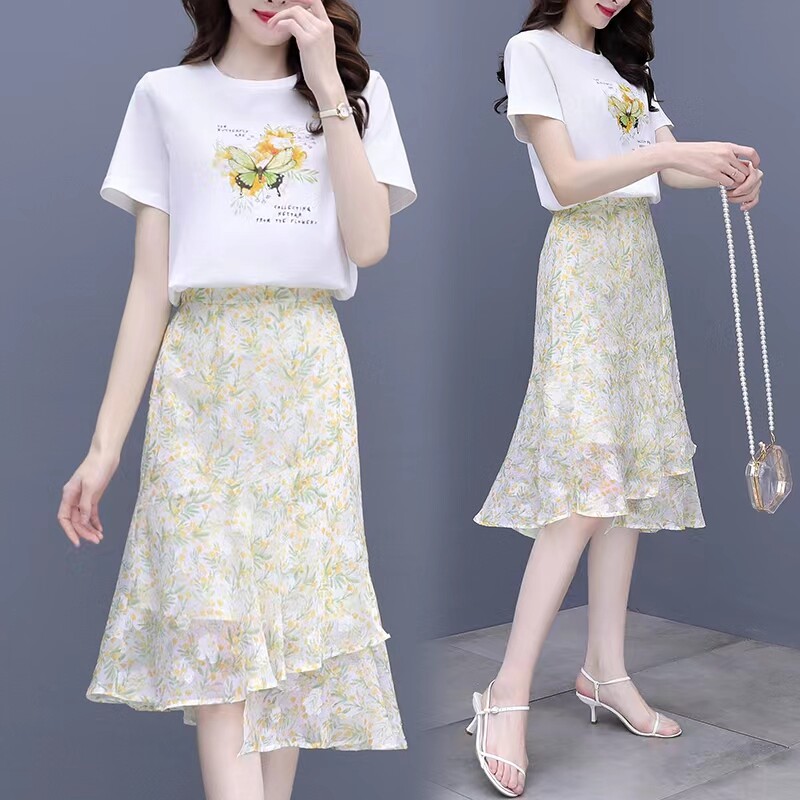 单件/套装碎花雪纺连衣裙女小雏菊套装裙子显瘦气质仙女超仙森系