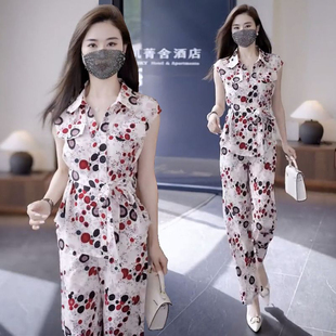 时尚休闲套装女士2026夏装新款女装短袖洋气减龄气质阔腿裤两件套