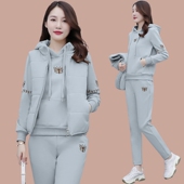 加厚加绒卫衣卫裤 休闲运动套装 马甲外套三件套女2025秋冬新款 时尚