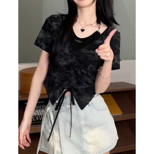 大尺码夏季设计感挂颈短