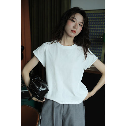 白色纯色短袖t恤女夏新款