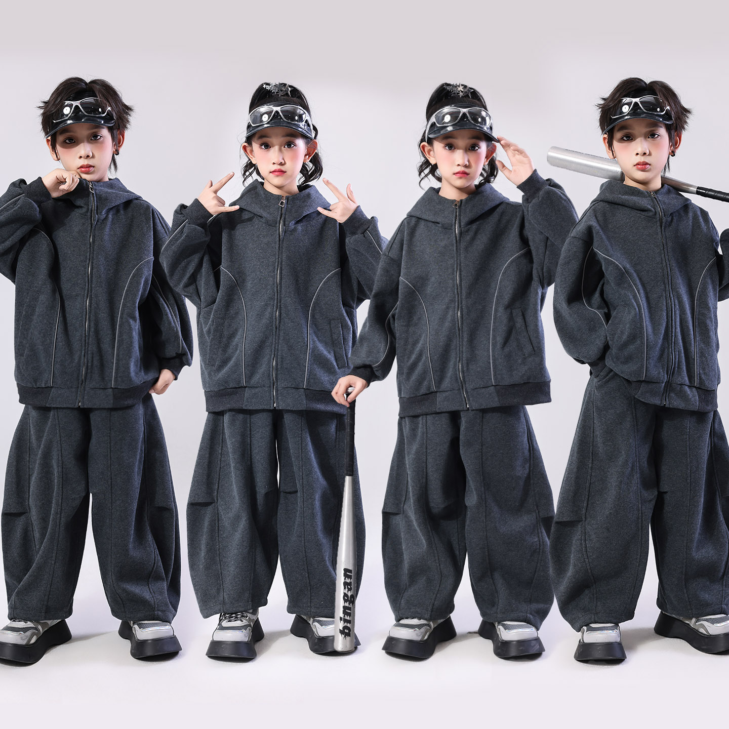 儿童hiphop街舞嘻哈潮服表演出服春秋男女童运动会小学生班服套装