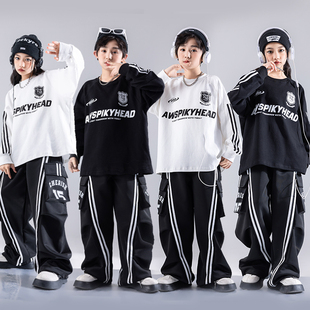街舞演出服儿童架子鼓舞蹈表演hiphop童装少儿服装男童嘻哈套装冬