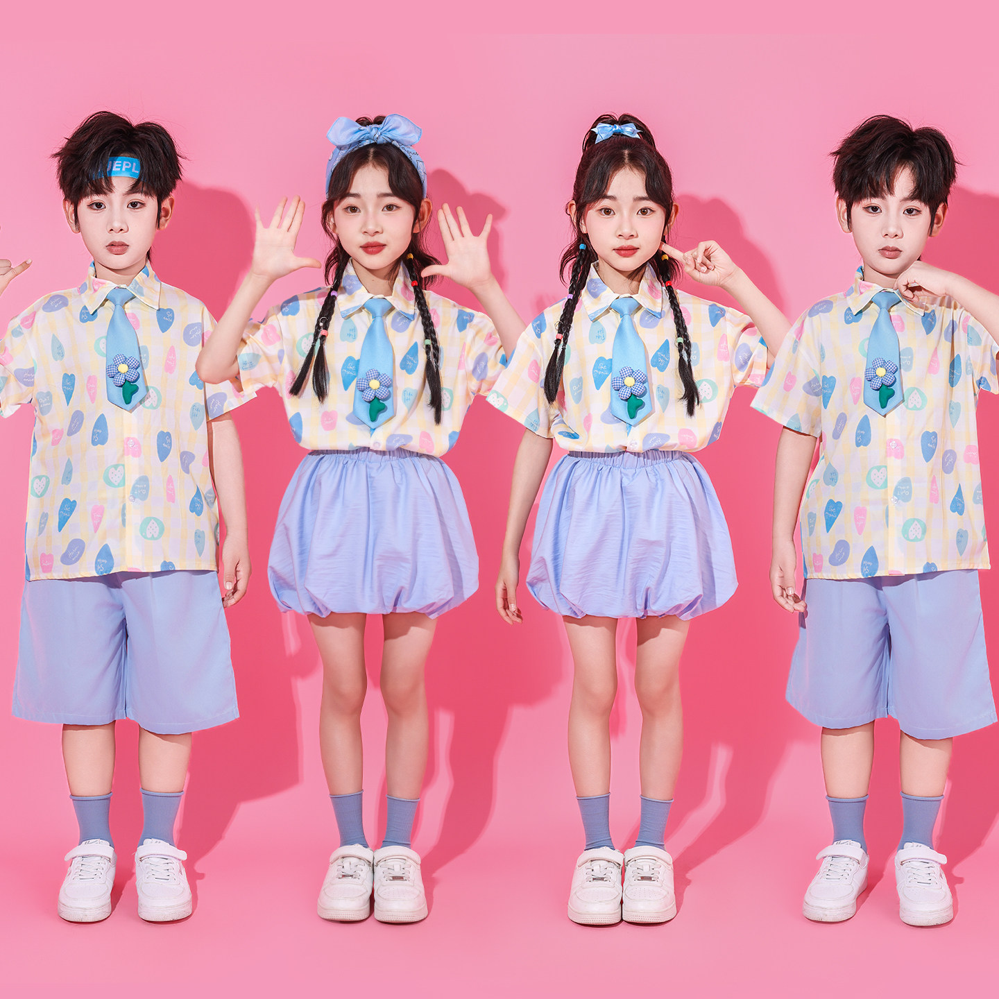儿童啦啦队演出服装小学生运动会开幕式班服幼儿园表演服可爱园服