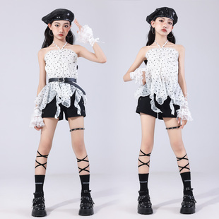 儿童爵士舞服装女童套装jazz演出服少儿街舞酷帅女团炸街模特走秀