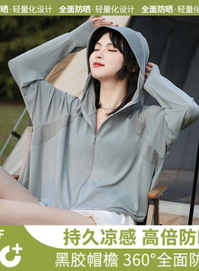 冰丝防晒衣服女服帽子面罩一体夏季凉感upf50原薄纱外穿防紫外线