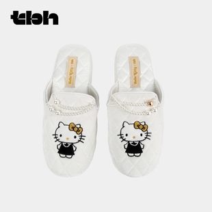 可外穿室内家居鞋 tbh野兽派家居三丽鸥Hello Kitty丝绒刺绣拖鞋