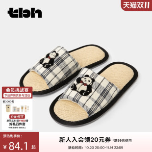 可外穿情侣鞋 夏季 子 室内家居鞋 tbh野兽派家居熊猫嘭嘭开口拖鞋