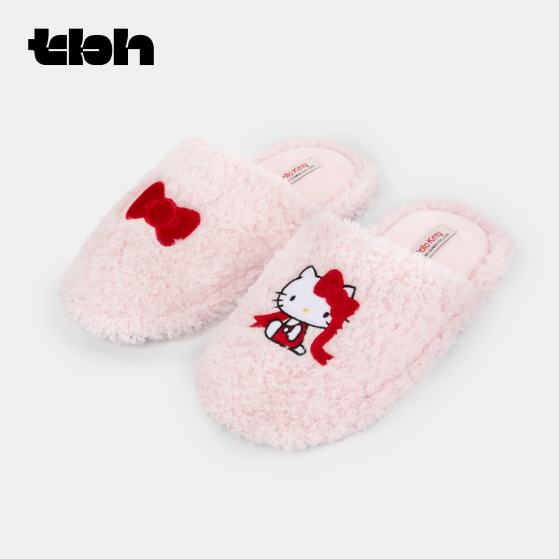 tbh野兽派毛绒刺绣拖鞋