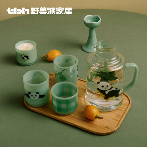 熊猫嘭嘭玻璃复古水壶套装