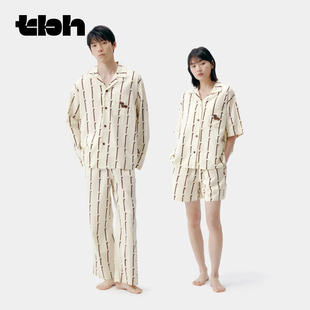 tbh野兽派家居都市野兽腊肠狗天丝棉家居服套装 可外穿情侣睡衣
