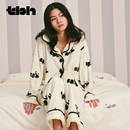 情侣睡衣 tbh野兽派家居熊猫嘭嘭法兰绒家居服套装 可外穿秋冬长袖