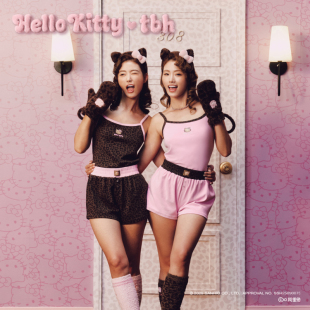 家居服睡衣女 套装 tbh野兽派家居三丽鸥Hello Kitty针织棉吊带短裤