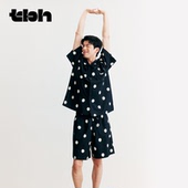 tbh野兽派家居熊猫嘭嘭天丝棉家居服套装 可外穿情侣睡衣 四季