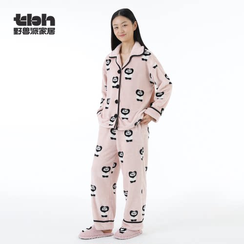 tbh野兽派家居熊猫法兰绒睡衣