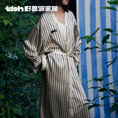tbh野兽派家居都市野兽黑豹真丝晨袍女100%桑蚕丝夏季 家居服睡袍