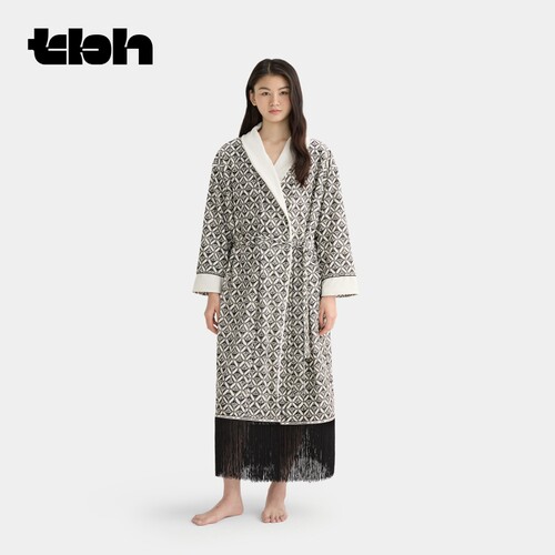 tbh野兽派家居流苏丝绒双面晨袍