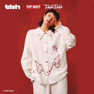 tbh野兽派家居星星人全棉双层纱刺绣家居服长款套装可外穿睡衣女