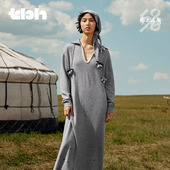 tbh野兽派家居X鄂尔多斯1980联名 小翻领连衣裙羊绒羊毛针织裙