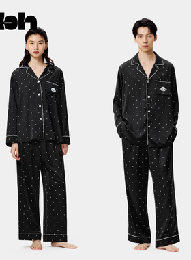 tbh野兽派家居熊猫嘭嘭星光缎家居服套装四季可外穿情侣睡衣女