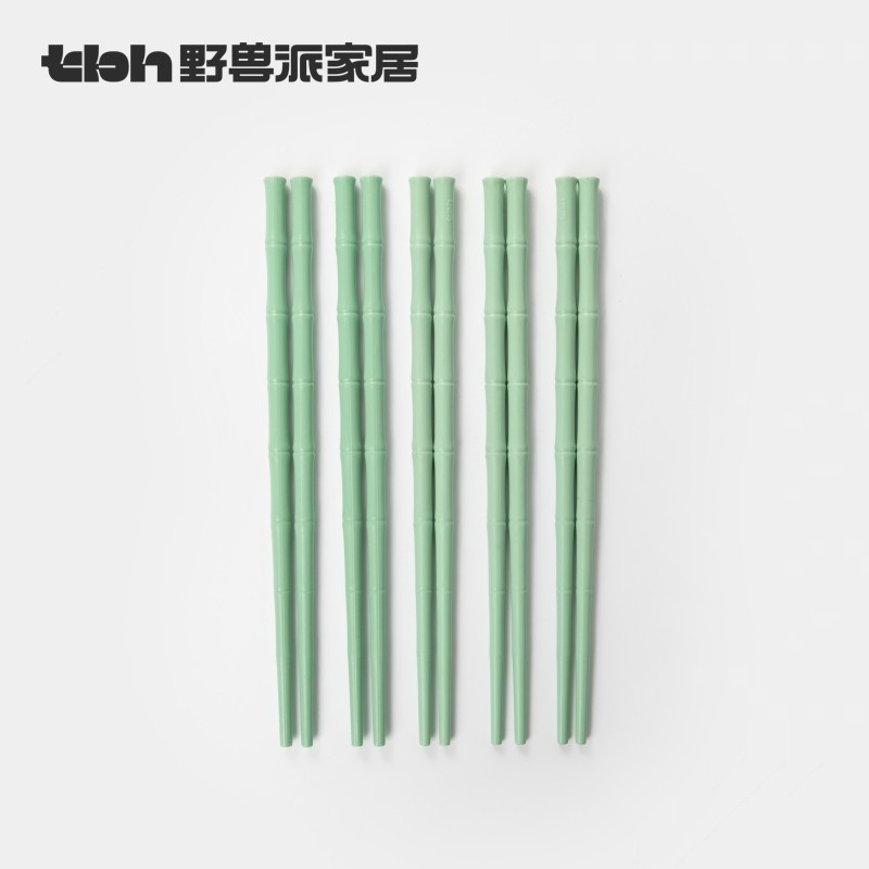 tbh野兽派家居熊猫嘭嘭五双装家用筷子套装礼盒装礼物