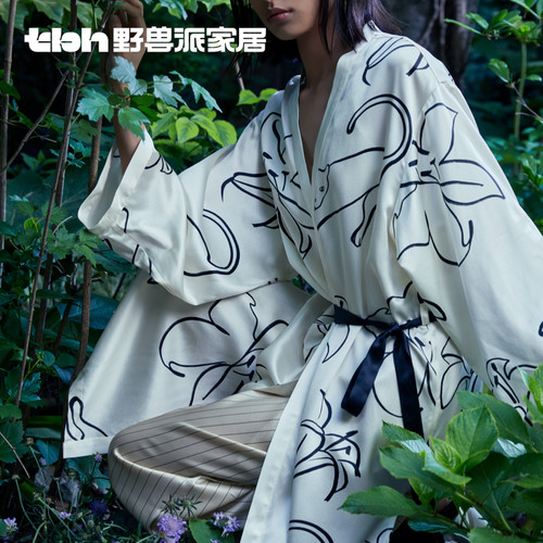 tbh野兽派家居真丝晨袍