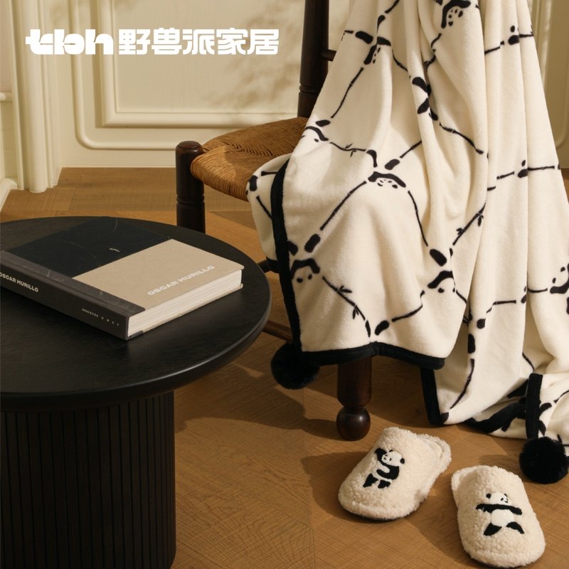 tbh野兽派家居熊猫嘭嘭打太极法兰绒暖香毯客厅沙发盖毯午睡毯子,床上用品,休闲毯/毛毯/绒毯,淘宝优惠券,粉丝福利购,淘宝优惠卷