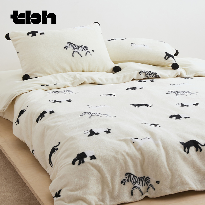 tbh野兽派法兰绒/绒感床品三/四件套