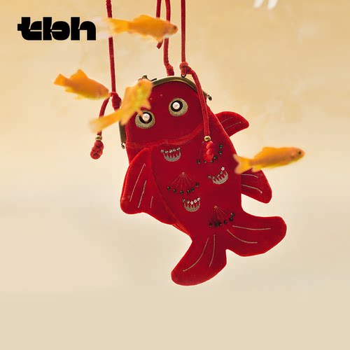 tbh野兽派家居丝绒刺绣斜挎金包