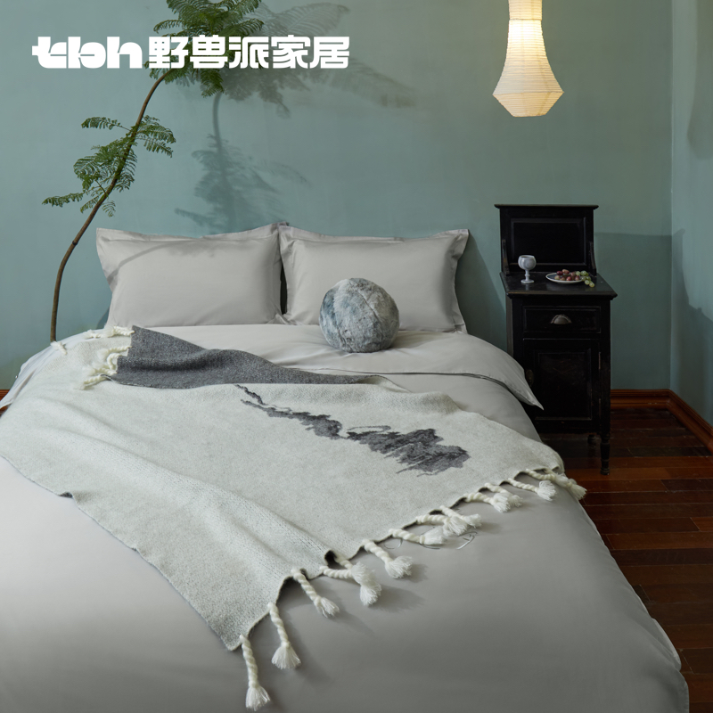 tbh野兽派家居毯子中文诗句系列马海毛沙发盖毯办公室午睡毯毛毯