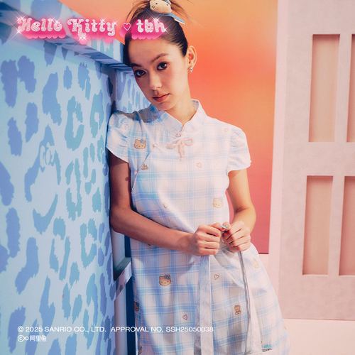 tbh野兽派家居三丽鸥Hello Kitty天丝棉旗袍款家居裙可外穿睡衣女