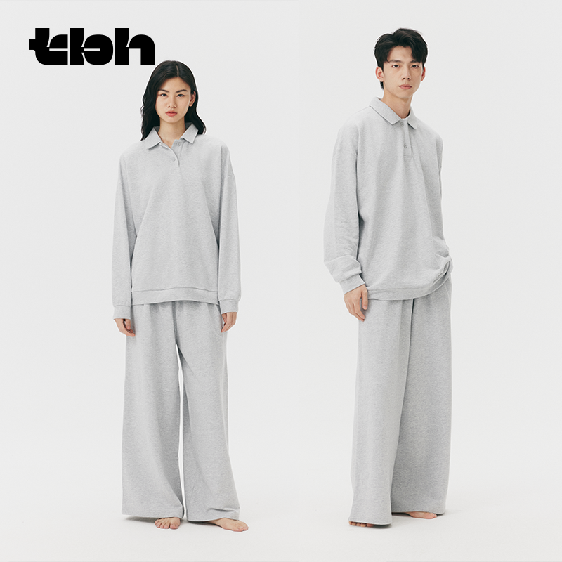 tbh野兽派家居针织Polo领长款家居服套装可外穿冬季打底情侣服