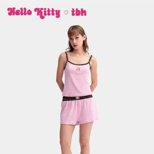 家居服睡衣女 套装 tbh野兽派家居三丽鸥Hello Kitty针织棉吊带短裤