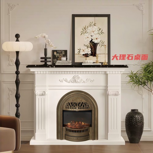法式实木壁炉柜仿真火壁炉装饰柜