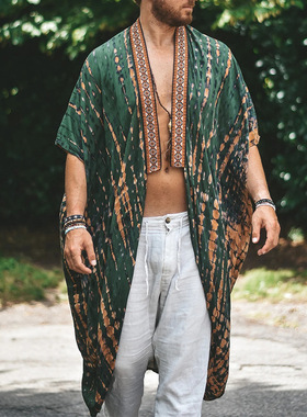 Beach shirt2024夏季新款欧美男沙滩防晒服休闲印花衬衫时尚外套