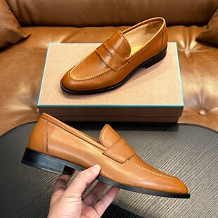 LP新款男士真皮乐福鞋跨境商务休闲平底鞋头层牛皮透气舒适男鞋