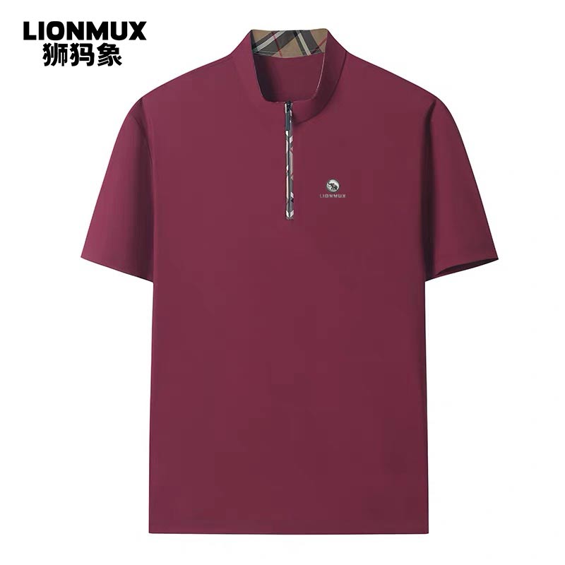 LIONMUX/狮犸象夏季高端半拉链立领POLO衫冰感亲肤T恤DF-136787