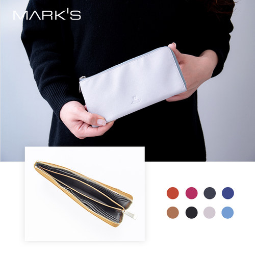 日本marks长款十字纹山羊革钱包