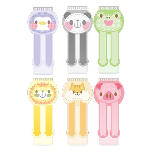 进口KYOEI共荣可爱动物笑脸背胶型书签2枚装粘贴固定可夹多页阅读标记手帐配件创意文具PP树脂学生女生