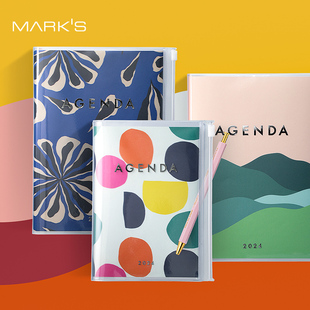 特惠2折 时间轴周计划抽象画收纳封面A6 MARK 手帐本竖式 A5变型笔记本高颜值学生商务工作 S2024年英文版