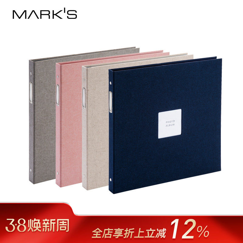 marks Photo系列Binder Album大型活页DIY家庭相册 5寸7寸方形照片 四色活页夹横竖两用活页多种替芯套装