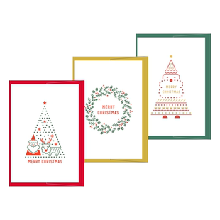 【特惠7折】活版印刷圣诞贺卡烫金图案彩色信封祝福ins高级感