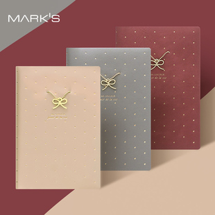 B6变型记事本高颜值日程本仿皮封面商务办公时尚 可爱 周记手帐A6 S2024年金属缎带挂饰横式 特惠3折 MARK