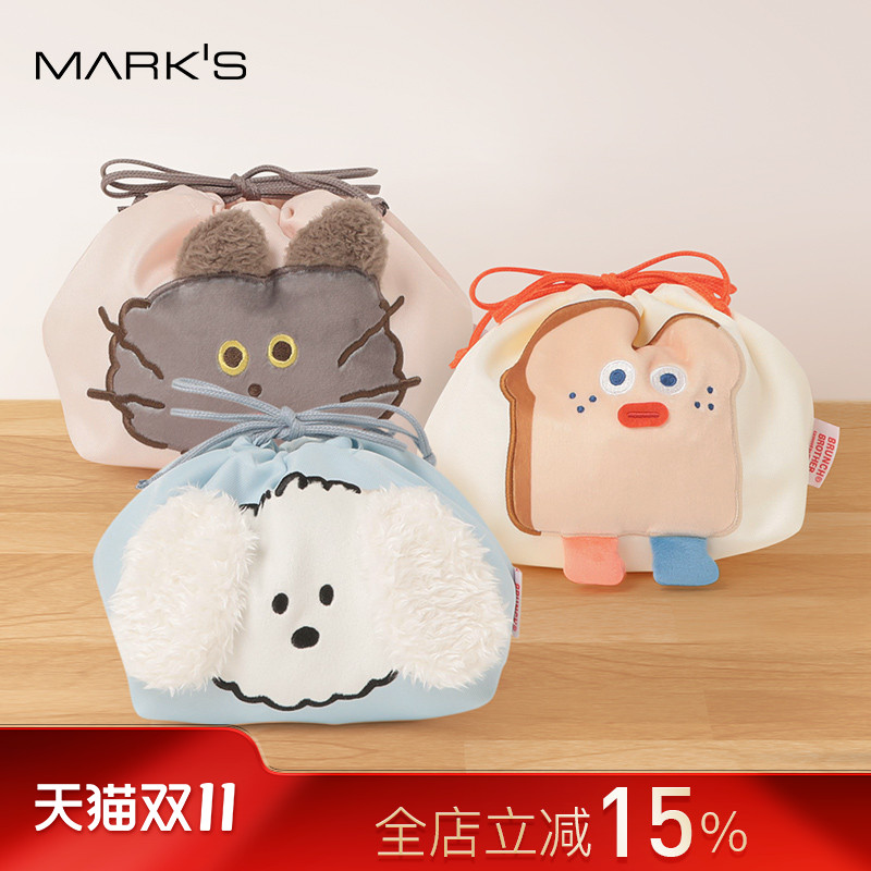 MARKS×BrunchBrother午餐便当抽绳束口包动物卡通毛绒图案大容量